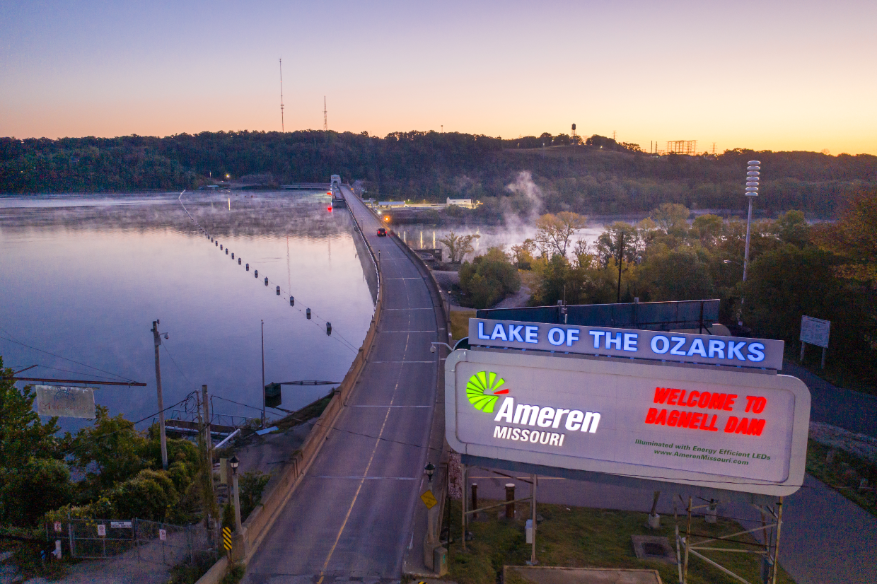 Ameren Sign approaching the dam